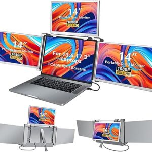 14-inch laptop screen extender, 1080P IPS triple portable monitor, suitable for 13.0-17.3-inch laptops